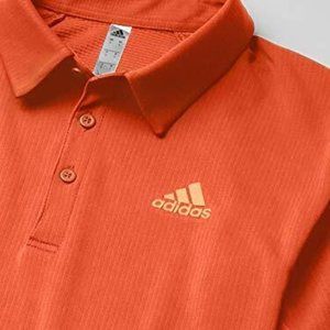adidas TENNIS Men's S Heat.rdy Colorblocked glory amber Polo Shirt NWT $55
